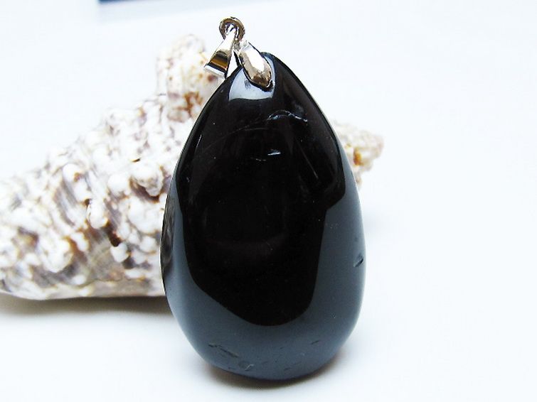モリオン 純天然 黒水晶 ペンダント[T359-2117] 1枚目