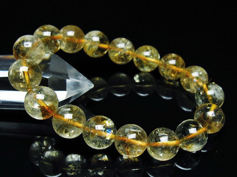 虹入りシトリンブレスレット 12mm [t366-12910] 1枚目
