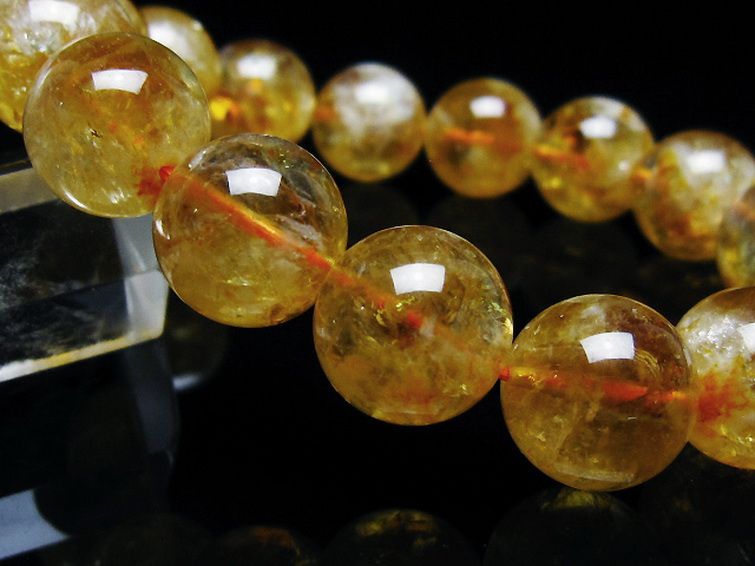 虹入りシトリンブレスレット 14mm [t366-13435] 3枚目