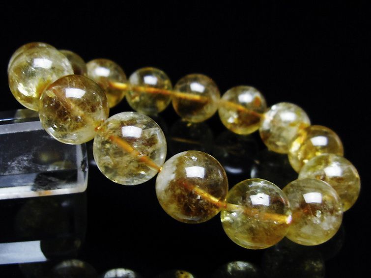 虹入りシトリンブレスレット 14mm [t366-13456] 1枚目