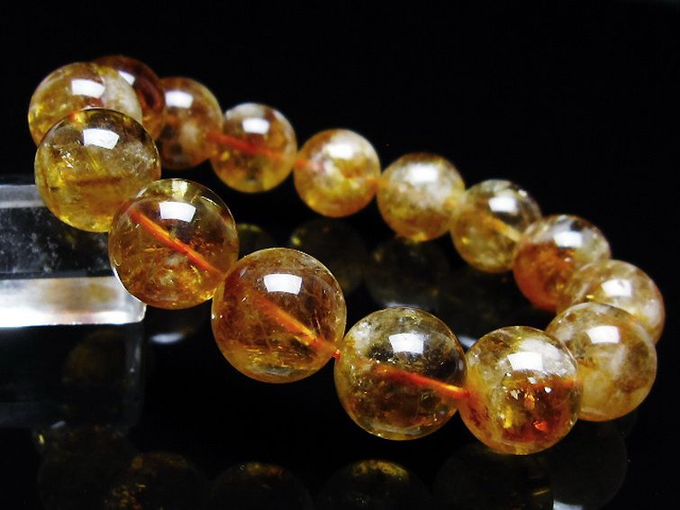 虹入りシトリン 虹入りシトリンブレスレット 14mm [t366-13557]