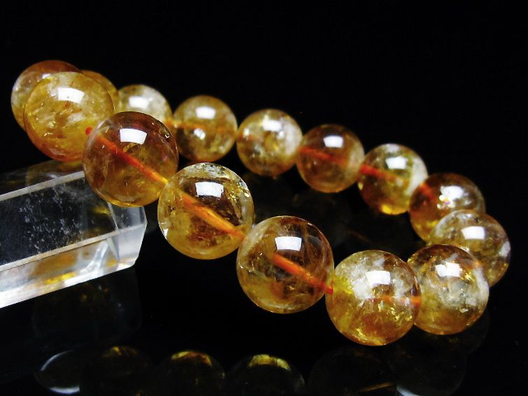 虹入りシトリンブレスレット 14mm [t366-13566] 1枚目