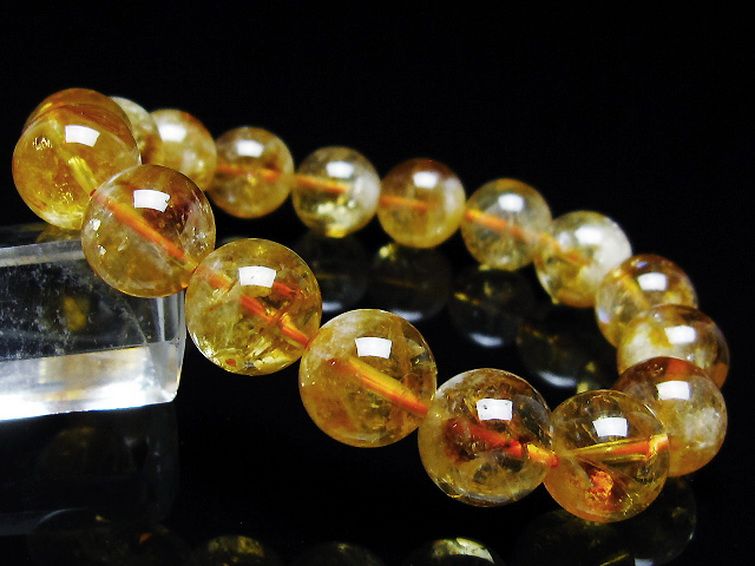 虹入りシトリンブレスレット 12mm [t366-13574] 1枚目