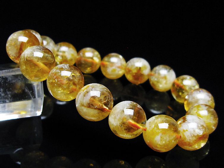 虹入りシトリンブレスレット 12mm [t366-13616] 1枚目