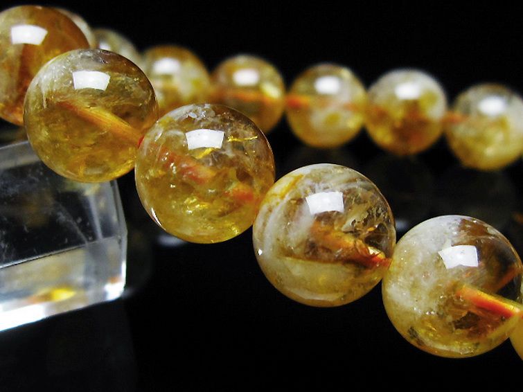 虹入りシトリンブレスレット 12mm [t366-13616] 3枚目