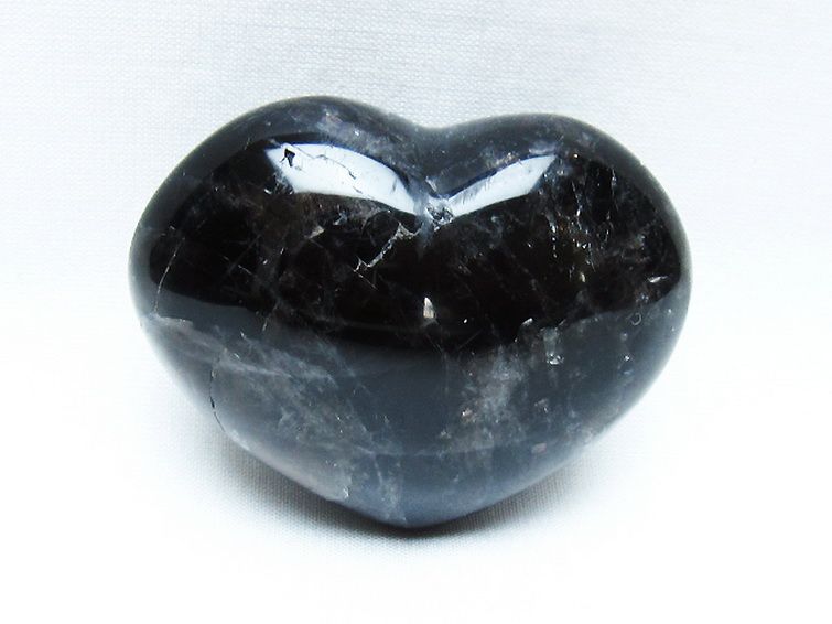 モリオン 純天然 黒水晶 ハート 置物[T375-5088] 1枚目