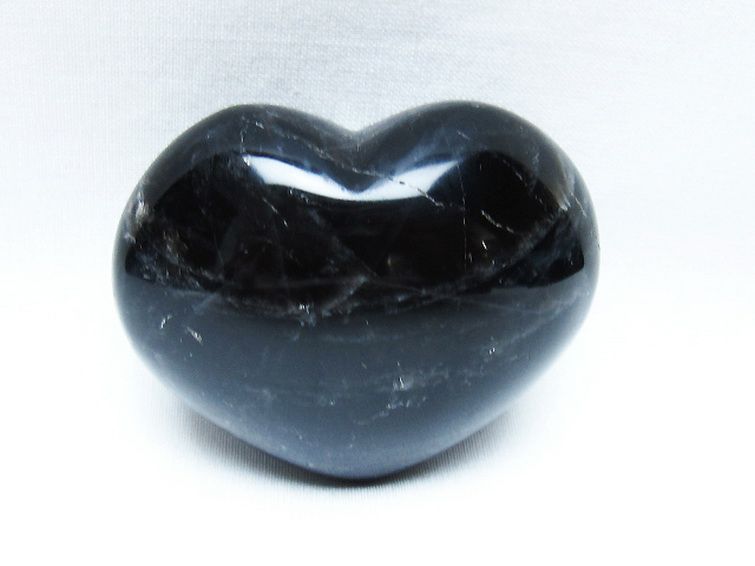 モリオン 純天然 黒水晶 ハート 置物[T375-5200] 1枚目