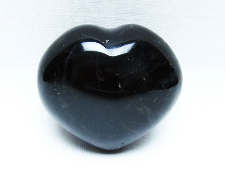 モリオン 純天然 黒水晶 ハート 置物[T375-5202] 1枚目