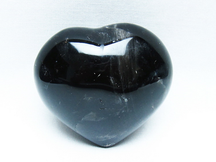 モリオン 純天然 黒水晶 ハート 置物[T375-5203] 1枚目