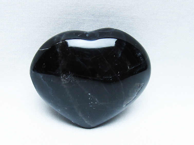 モリオン 純天然 黒水晶 ハート 置物[T375-5207] 1枚目