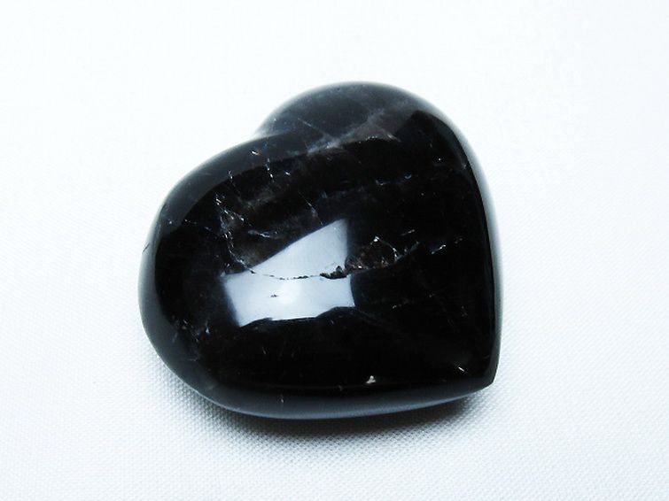 モリオン 純天然 黒水晶 ハート 置物[T375-5224] 1枚目