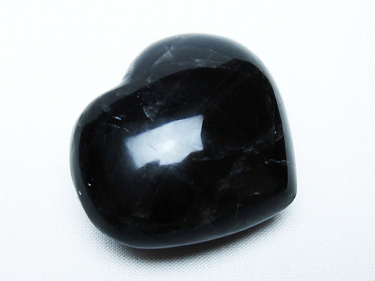 モリオン 純天然 黒水晶 ハート 置物[T375-5284] 1枚目
