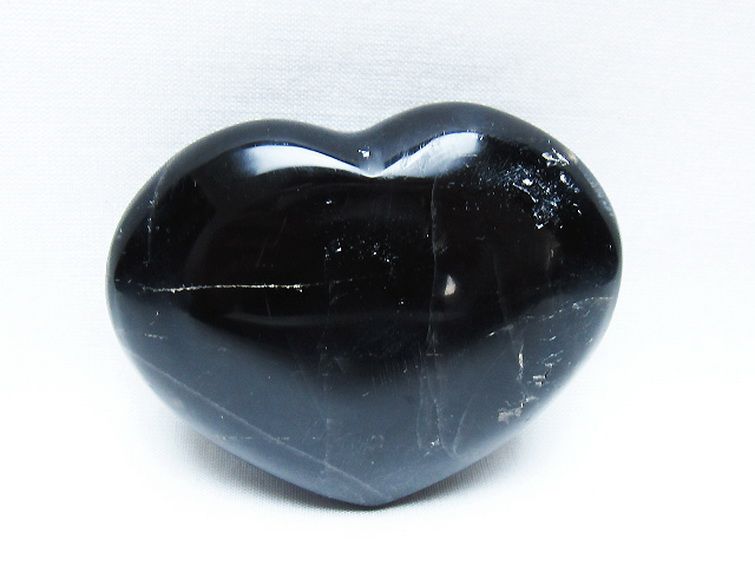 モリオン 純天然 黒水晶 ハート 置物[T375-5292] 1枚目