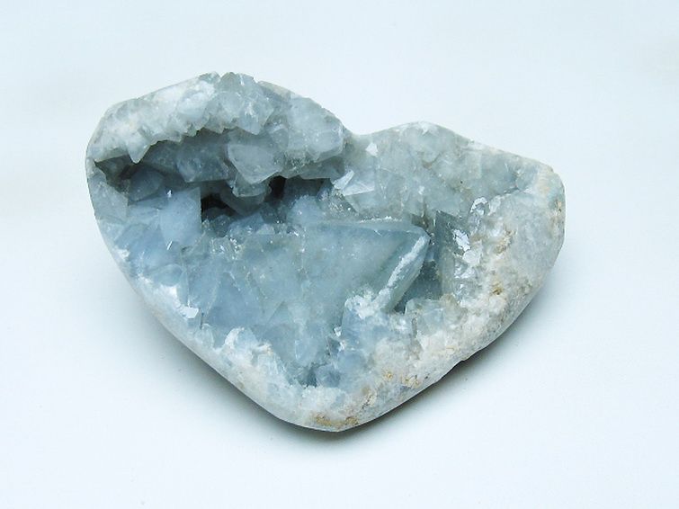 セレスタイト 天青石 ハートシェイプ 原石 [t385-14783] 1枚目