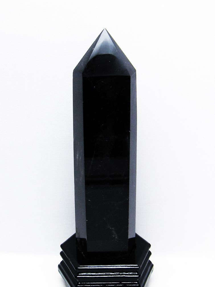 1.6Kgモリオン 純天然 黒水晶 六角柱[T43-7916] 1枚目