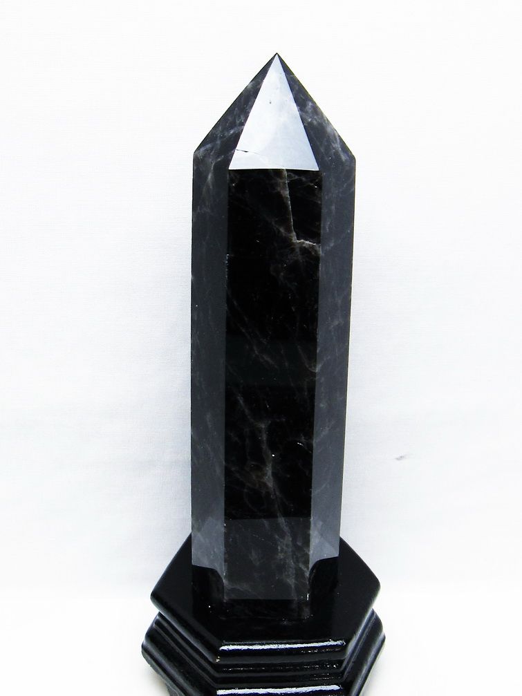 モリオン六角柱 1.2Kgパワーストーン 天然石 モリオン 純天然 黒水晶 六角柱[T43