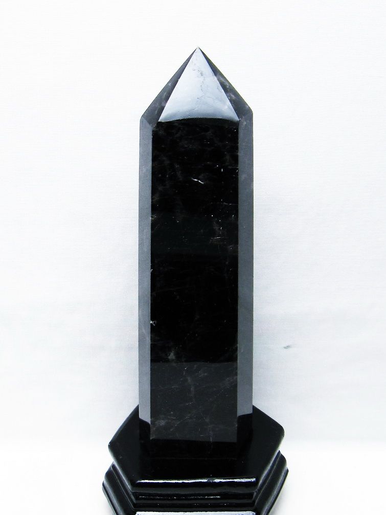 1.1Kgモリオン 純天然 黒水晶 六角柱[T43-8201] 1枚目