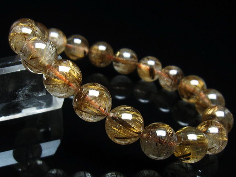 王道　板状タイチンルチルブレスレット　4 楽天市場】8.5mm 19.5cm 最高級 10A タイチンルチルクォーツ