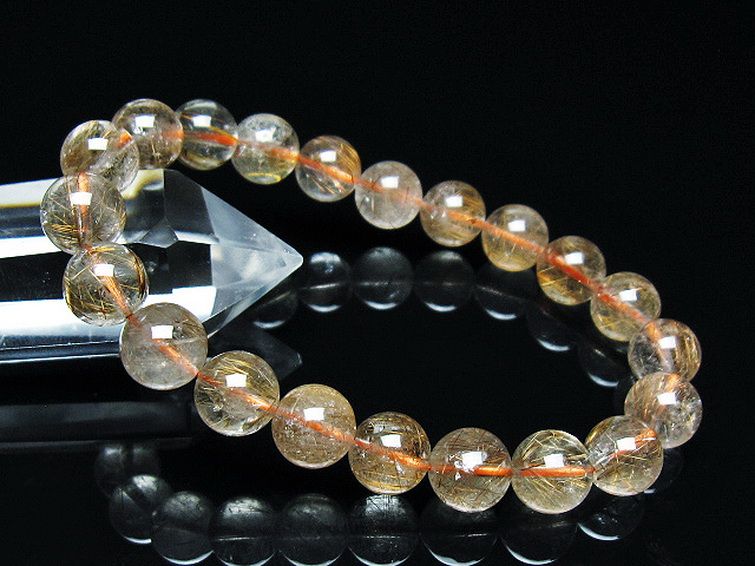 パワーストーン 天然石 ゴールドタイチンルチルブレスレット 9mm