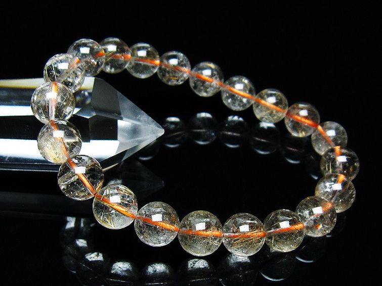 ゴールドタイチンルチルブレスレット 9mm [T473-4875] 1枚目