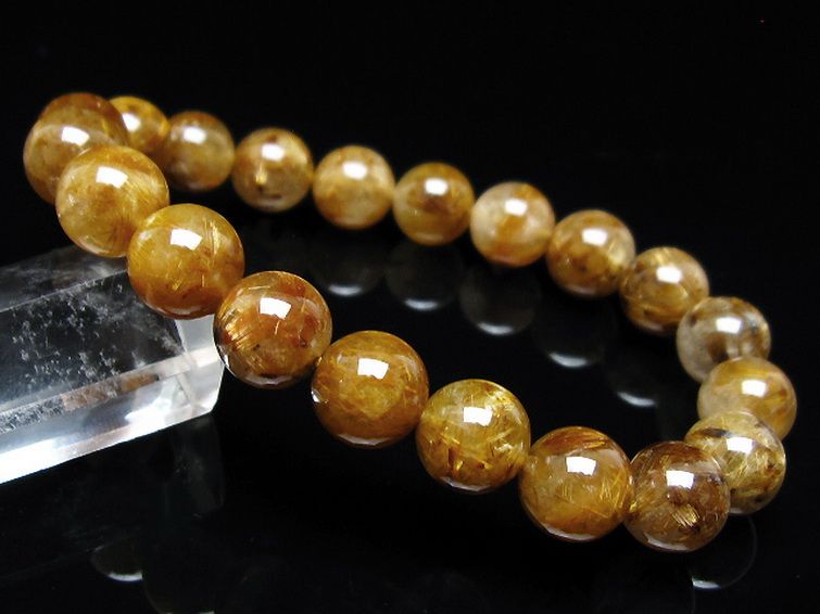 ゴールドタイチンルチルブレスレット 10mm [t473-5011] 1枚目