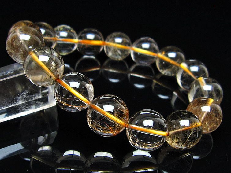 金針ルチル水晶ブレスレット 13mm [t5-21953] 1枚目