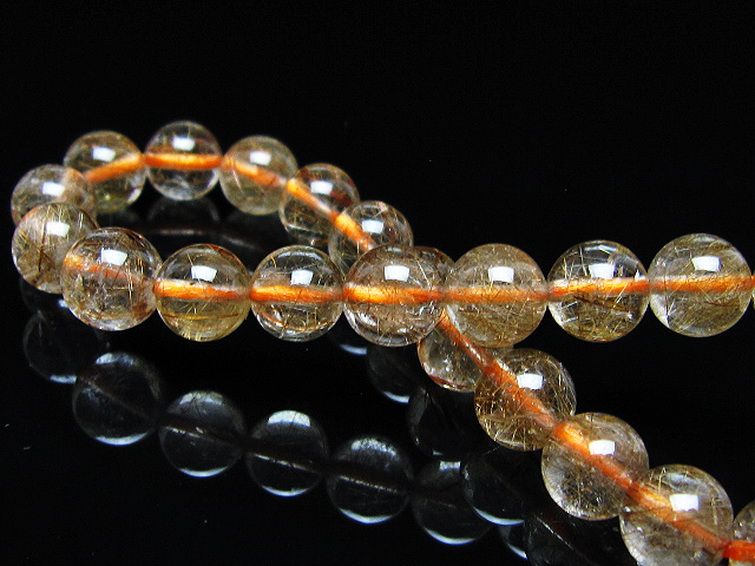 金針ルチル水晶ブレスレット 8mm [t50-10716] 2枚目