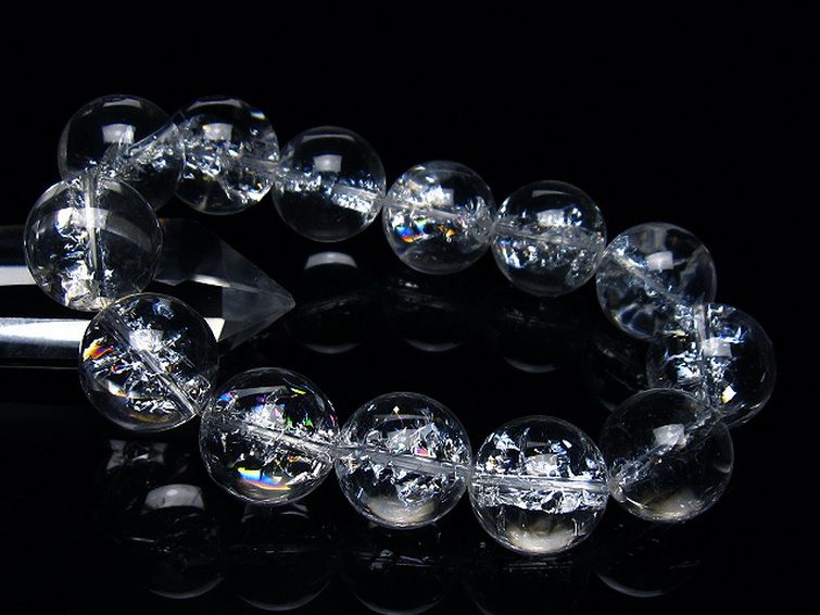 アイリスクォーツ 虹入り レインボークラック水晶 ブレスレット 18mm [T502-8940] 1枚目