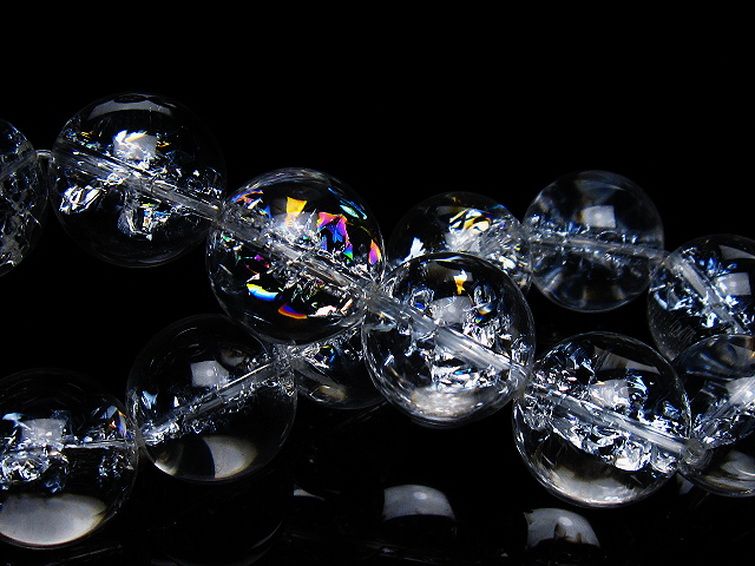 アイリスクォーツ 虹入り レインボークラック水晶 ブレスレット 18mm [T502-8940] 2枚目