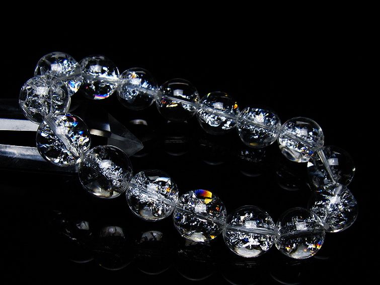 アイリスクォーツ 虹入り レインボークラック水晶 ブレスレット 14mm [T502-8989] 1枚目