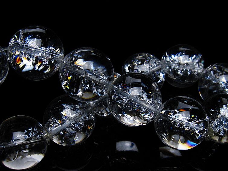 アイリスクォーツ 虹入り レインボークラック水晶 ブレスレット 18mm [T502-9010] 2枚目