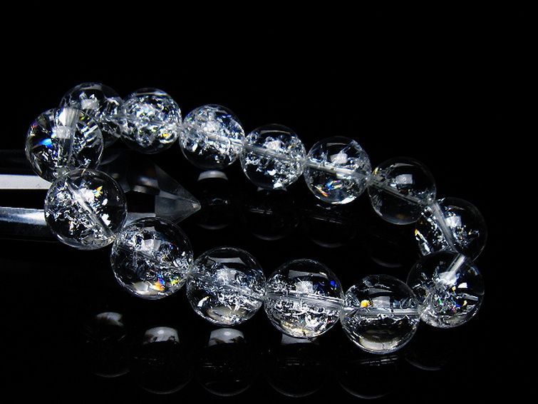 アイリスクォーツ 虹入り レインボークラック水晶 ブレスレット 16mm [T502-9017] 1枚目