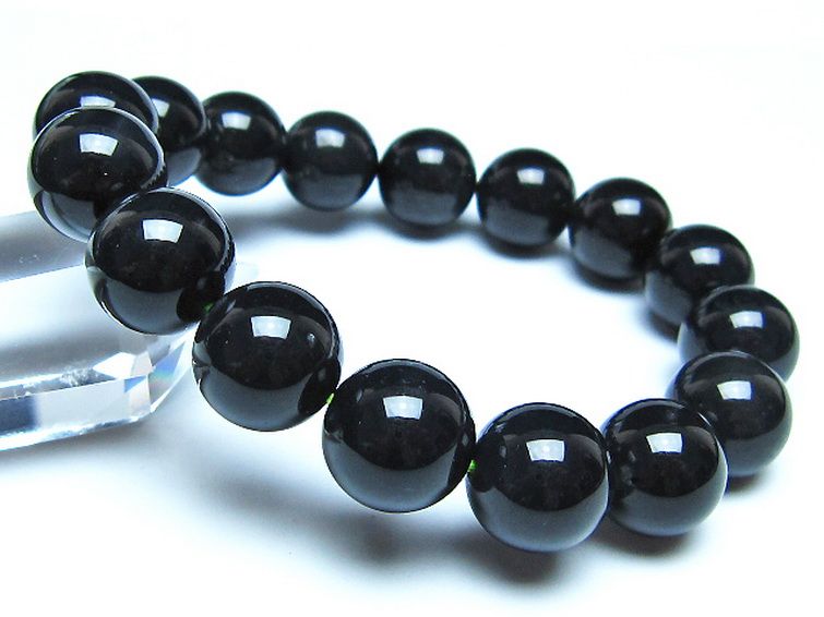 チンターマニストーン アリゾナ州産 天然ガラス ブレスレット（サフォーダイト/シリウス隕石） 13mm [t520-1644] 1枚目