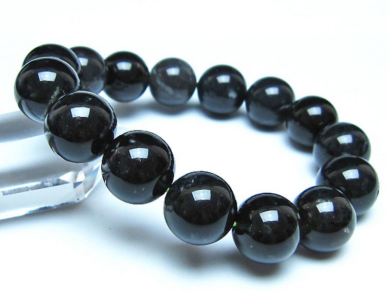 チンターマニストーン アリゾナ州産 天然ガラス ブレスレット（サフォーダイト/シリウス隕石） 14mm [t520-1691] 1枚目