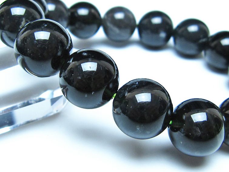 チンターマニストーン アリゾナ州産 天然ガラス ブレスレット（サフォーダイト/シリウス隕石） 14mm [t520-1691] 3枚目