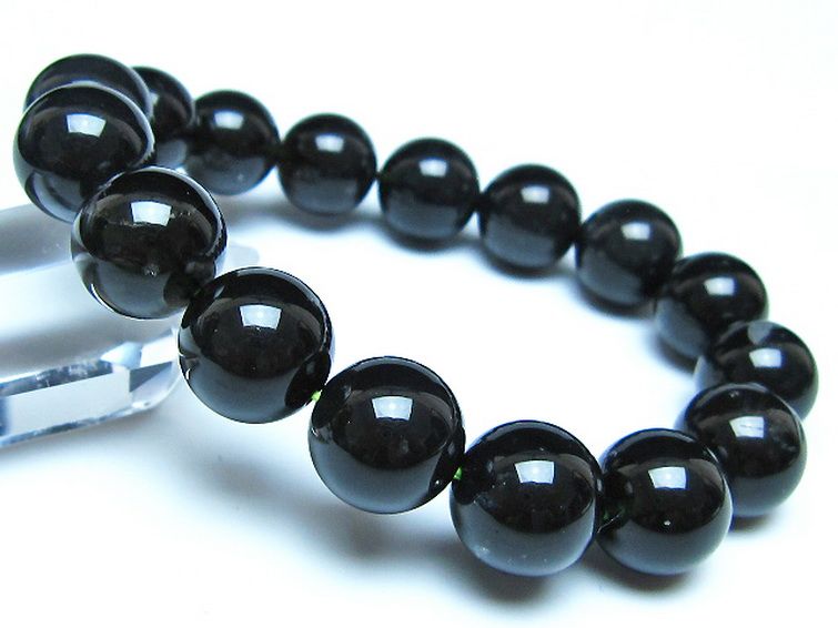 チンターマニストーン アリゾナ州産 天然ガラス ブレスレット（サフォーダイト/シリウス隕石） 14mm [t520-1694] 1枚目