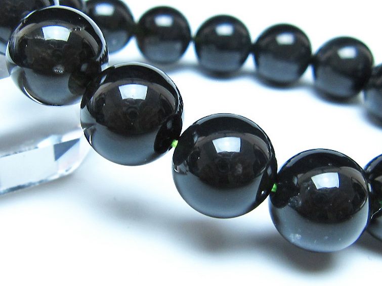 チンターマニストーン アリゾナ州産 天然ガラス ブレスレット（サフォーダイト/シリウス隕石） 14mm [t520-1694] 3枚目