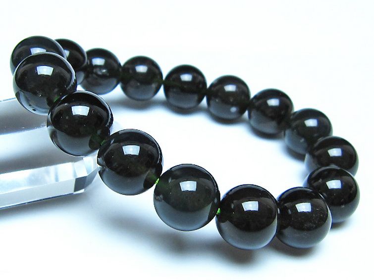 チンターマニストーン アリゾナ州産 天然ガラス ブレスレット（サフォーダイト/シリウス隕石） 13mm [t520-1729] 1枚目