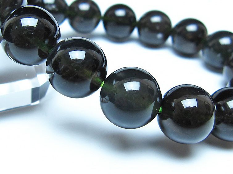 チンターマニストーン アリゾナ州産 天然ガラス ブレスレット（サフォーダイト/シリウス隕石） 13mm [t520-1729] 3枚目