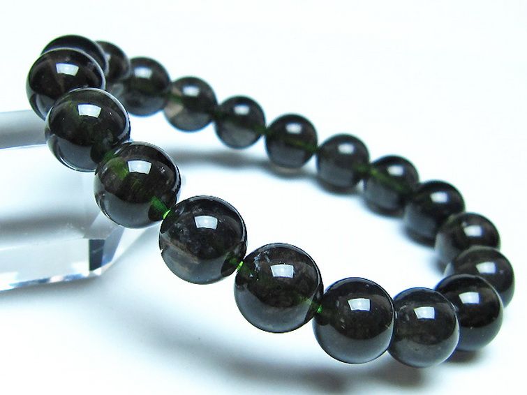 チンターマニストーン アリゾナ州産 天然ガラス ブレスレット（サフォーダイト/シリウス隕石） 10mm [t520-1748] 1枚目