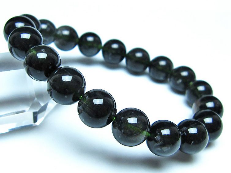 チンターマニストーン アリゾナ州産 天然ガラス ブレスレット（サフォーダイト/シリウス隕石） 10mm [t520-1750] 1枚目