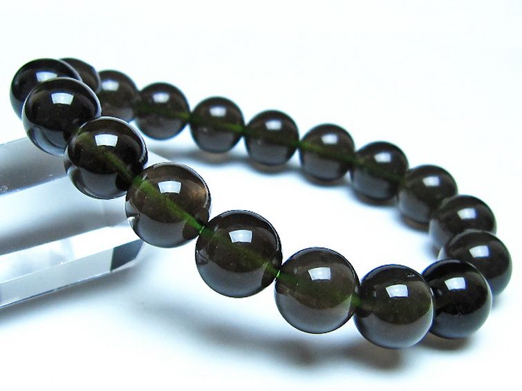 チンターマニストーン アリゾナ州産 天然ガラス ブレスレット（サフォーダイト/シリウス隕石） 11mm [t520-1763] 1枚目