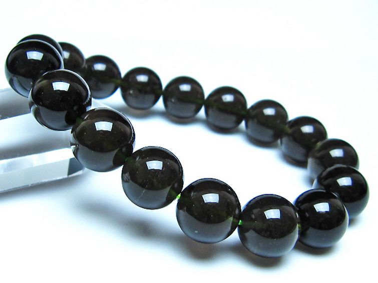 チンターマニストーン アリゾナ州産 天然ガラス ブレスレット（サフォーダイト/シリウス隕石） 13mm [t520-1770] 1枚目