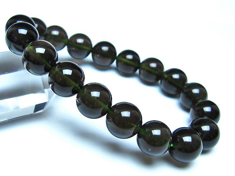 チンターマニストーン アリゾナ州産 天然ガラス ブレスレット（サフォーダイト/シリウス隕石） 11mm [t520-1787] 1枚目