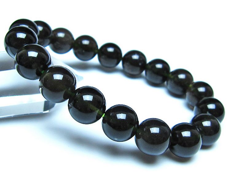 チンターマニストーン アリゾナ州産 天然ガラス ブレスレット（サフォーダイト/シリウス隕石） 11mm [t520-1797] 1枚目