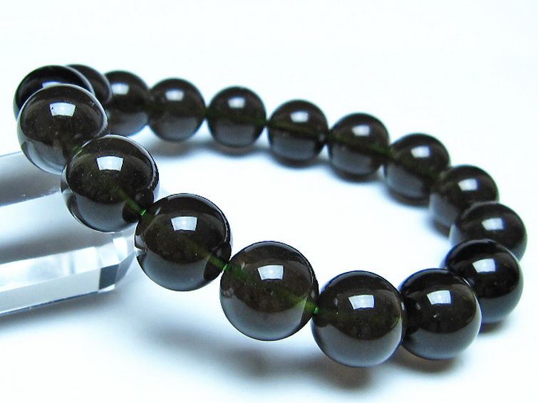 チンターマニストーン アリゾナ州産 天然ガラス ブレスレット（サフォーダイト/シリウス隕石） 13mm [t520-1807] 1枚目