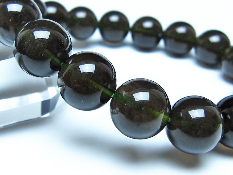 チンターマニストーン アリゾナ州産 天然ガラス ブレスレット（サフォーダイト/シリウス隕石） 13mm [t520-1807] 3枚目