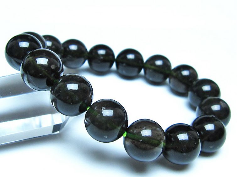 チンターマニストーン アリゾナ州産 天然ガラス ブレスレット（サフォーダイト/シリウス隕石） 13mm [t520-1808] 1枚目