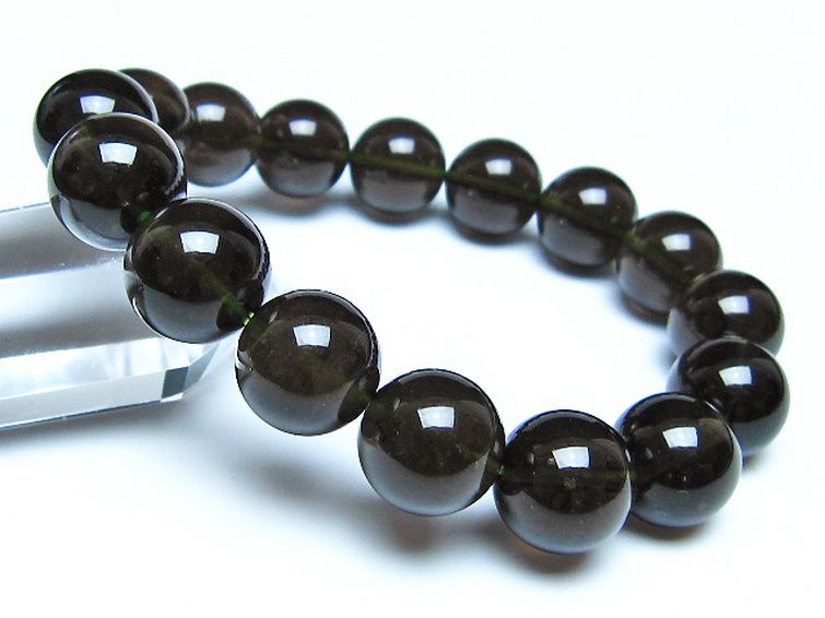 チンターマニストーン アリゾナ州産 天然ガラス ブレスレット（サフォーダイト/シリウス隕石） 14mm [t520-1850] 1枚目