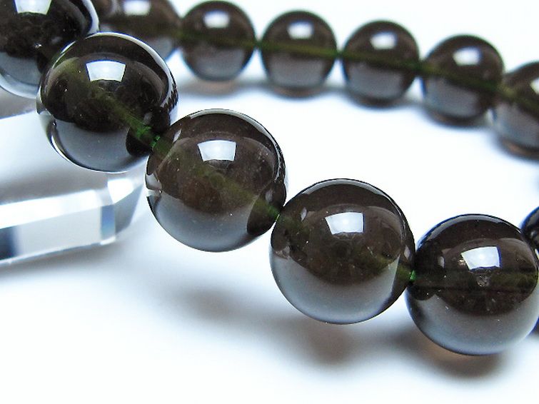 チンターマニストーン アリゾナ州産 天然ガラス ブレスレット（サフォーダイト/シリウス隕石） 14mm [t520-1850] 3枚目